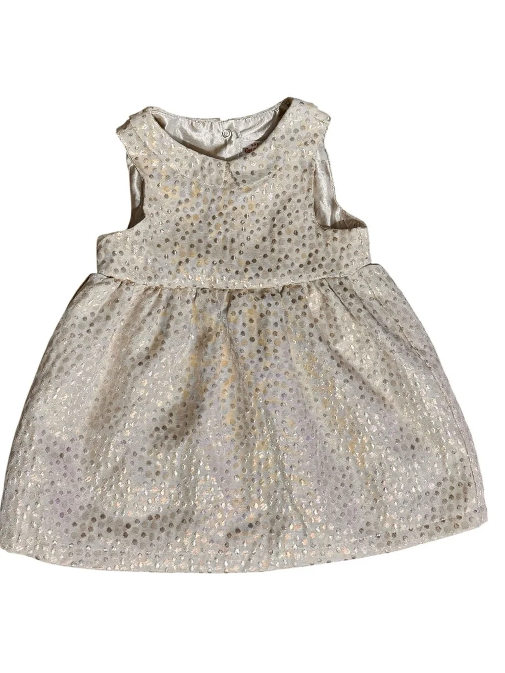 CAT & JACK Metallic Polka Dot Party Dress 18M Champagne/Gold EUC